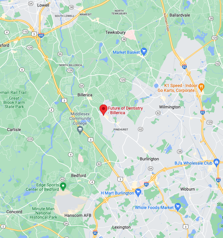 Map of Future of Dentistry in Billerica near Wilmington and Tewksbury, MA