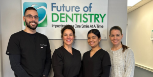 Future Of Dentistry Chelmsford Team Photo. Doctor, Dental Assistant, Hygienist, Manager.